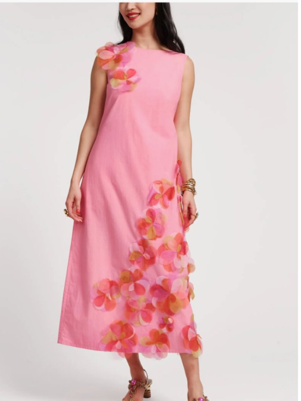 NWT Frances Valentine Origami Dress with Organza Flowers - Size XL